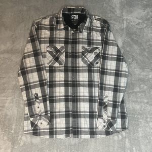 Fox Racing Mens XXL Black/White Plaid Button Up Shirt Long Sleeve Western